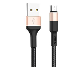 HOCO (6957531080213) X26 USB (m)-microUSB (m) 1.0м - черный/золотой Дата-кабель microUSB