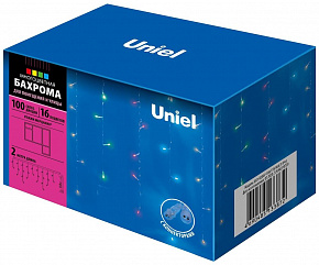 UNIEL (UL-00007207) ULD-B2007-100/TTK BLUE IP44 Бахрома светодиодная с эффектом мерцания, 2м. Соединяемая. 100 светодиодов. Синий свет. Провод прозрач