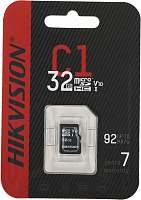 HIKVISION Карта памяти microSDHC UHS-I U1 32 ГБ, 92 МБ/с, Class 10, HS-TF-C1(STD)/32G/Adapter, 1 шт., переходник SD