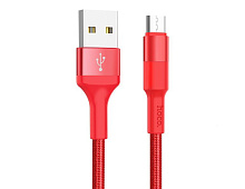 HOCO (6957531080220) X26 USB (m)-microUSB (m) 1.0м - красный/черный Дата-кабель microUSB