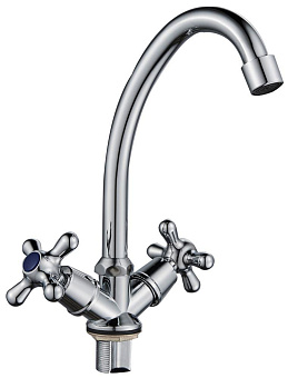 GOTA ROCIO G095310-GOTA Barcelona Смеситель д/кухни с 2-мя рукоятками с высоким изливом, креп. гайка Смеситель