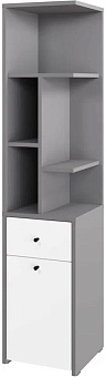 МЕБЕЛЬ-КОМПЛЕКС ЛАЙТ Стеллаж угловой с дверкой и ящикомСерый шифер / Белый/МК (1 кор.) Модульная мебель
