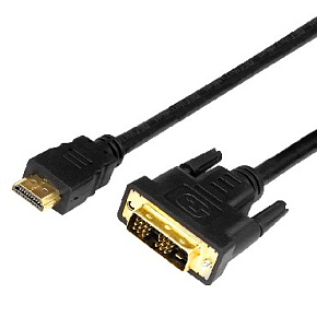 REXANT (17-6303) ШНУР HDMI - DVI-D С ФИЛЬТРАМИ, ДЛИНА 1,5 МЕТРА (GOLD) (PE ПАКЕТ) Кабель HDMI