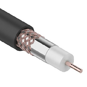REXANT (01-2222) RG-6U+CU, 75 ом, бухта 100 м, черный Кабель коаксиальный