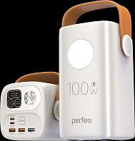 PERFEO (PF_E2293) MOON 100W 60000 mAh/LED дисплей, белый Повербанк