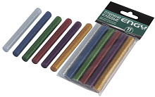 ENGY Стержни клеевые цветные, с блестками,11х100 мм, 6 шт (007587) Пистолет клеевой