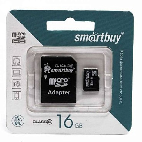 SMARTBUY (SB16GBSDCL10-01LE) MicroSDHC 16GB Class10 LE + адаптер Карта памяти