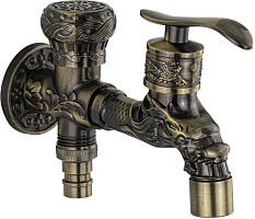 САНАКС 92552 Кран водоразборный 1/2'', металлокерамика, с двойным выходом, цвет БРОНЗА Сантехника