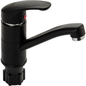 BRIMIX 5691 Смеситель для раковины, кухонной мойки шаровый, с поворотным изливом 15 см, из высокопрочного АБС пластика, цвет ЧЕРНЫЙ Смесители