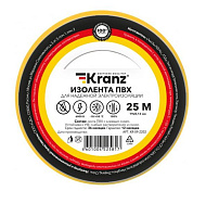 KRANZ (KR-09-2202) ИЗОЛЕНТА ПВХ 0.13Х19 ММ, 25 М, ЖЕЛТАЯ Изоляционная лента