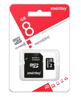 SMARTBUY (SB8GBSDCL4-01) MicroSDHC 8GB Сlass4 + адаптер Карта памяти SMARTBUY (SB8GBSDCL4-01) MicroSDHC 8GB Сlass4 + адаптер