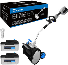 DEKO ST402-6, 2*20В, 2*6.0Ач со съёмной фарой DKHL01 2.0Ач 083-4444 Снегоуборщик аккумуляторный