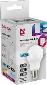 DEFENDER (95015) A60-10W-840-E27 груша, нейтральный белый, 1 шт Лампочка
