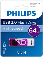 PHILIPS 64Gb VIVID2.0 Белый/Фиолетовый (FM64FD05P/97) Флешка