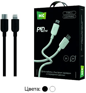 MORE CHOICE (4620202554734) K85ia USB 3.0A PD 27W для Lightning ng 8-pin - 1м , черный Кабель