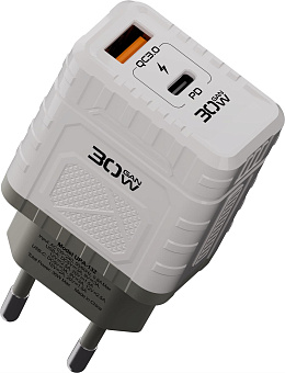 DEFENDER (83230) UPA-132 30W, USB A+C, белый Зарядное устройство
