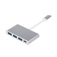 ATCOM (AT2808) Переходник TYPE-C 3.1(m) - 3xUSB 3.0 (f)+TYPE C(f) 0.10M белый Переходник TYPE-C