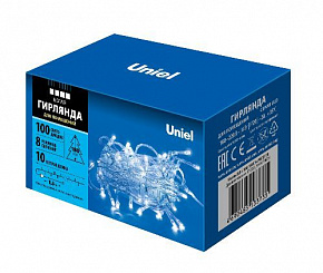 UNIEL (UL-00007201) ULD-S1000-100/DTA WHITE IP20 Гирлянда светодиодная, 10м. 100 светодиодов. Белый свет Гирлянда