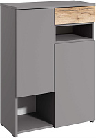 МЕБЕЛЬ-КОМПЛЕКС ЙОРК Комод 2х дверный с ящиком Серый шифер/Дуб Делано Модульная мебель