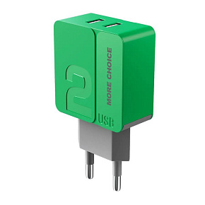 MORE CHOICE (4627151191683) NC46 СЗУ 2USB 2.4A Green СЗУ