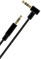 AKSBERRY (6900284120010) x176 угловой jack 3.5мм круглый в тканевой оплетке 1м, черный Кабель аудио AUX