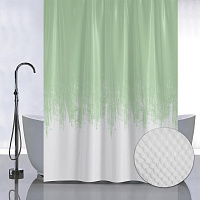 САНАКС 05-05 Штора с рельефным теснением, принт ПЕРЕХОД - САЛАТОВЫЙ, в ванную комнату, без колец, полиэстер/микрофибра, 180х180 см Штора для ванной