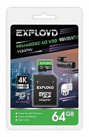 EXPLOYD MicroSDXC 64GB Class 10 (U3) V30 Vision + адаптер (SD 95 MB/s) Карта памяти
