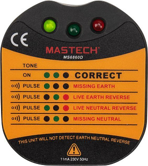 MASTECH (13-1260) Тестер розеток MS6860D Тестер