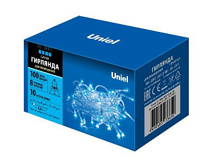 UNIEL UL-00007197 ULD-S1000-100/DTA BLUE IP20 Гирлянда светодиодная, 10м. 100 светодиодов. Синий свет Гирлянда