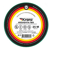 KRANZ (KR-09-2103) ИЗОЛЕНТА ПВХ 0.13Х15 ММ, 25 М, ЗЕЛЕНАЯ Изоляционная лента