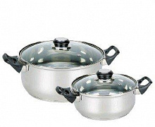 MALLONY Набор посуды из 4 предметов BAKS-SET-4 из нерж стали (2 кастрюли с крышками ? 2/2,8 л; 18/20 см-диа) (981054) Набор посуды