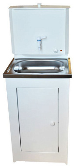 ВИХРЬ 74/4/6 Умывальник дачный КОМФОРТ, с подогревом, нержавеющая мойка, цвет белый Умывальник