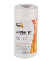 РЫЖИЙ КОТ Салфетки из спанлейса в рулоне с перфорацией 25*30см, 100шт. (002925) Салфетка