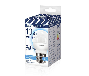 ERGOLUX (14546) LED-G45-10W-E27-4K Лампа светодиодная