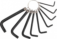 KRANZ (KR-12-5203) Набор ключей имбусовых TORX T10-T50, CrV, 9 шт., оксидированные, на кольце Имбусовый ключ