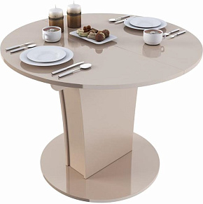 BONMEBEL Bergamo Стол-трансформер-6 (круглый) эмаль бежевый глянец (2 пак.) Стол-трансформер