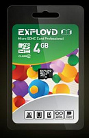 EXPLOYD MicroSDHC 4GB Class4 - б/а [EX004GCSDHC4-W/A-AD] Карта памяти