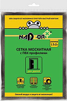 NADZOR Сетка москитная на дверь с утяжелителями, 1,5*2,1 м, чёрная, в пакете, MSN020PPB Сетка москитная на дверь с утяжелителями