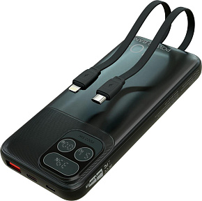 MORE CHOICE (4620202550590) PB55-10 с кабелем 1USB 3.0A 22.5W PD - 10000mAh черный Зарядное устройство MORE CHOICE (4620202550590) PB55-10 с кабелем 1