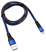 REXANT (18-7053) Кабель REXANT USB-Lightning 2.4 A, 1 м, синяя нейлоновая оплетка Дата-кабель