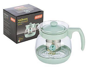 MALLONY Чайник заварочный MENTOLO, 950 мл из жаропрочного стекла с фильтром нерж стали Чайники заварочные