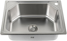 FABIA 604506 Мойка кухонная врезная 60 х 45 см, толщина 0,6 мм, глубина 200 мм, в комплекте большой сифон с переливом. МАТОВАЯ Мойка врезная