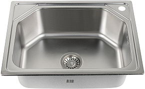 FABIA 604506 Мойка кухонная врезная 60 х 45 см, толщина 0,6 мм, глубина 200 мм, в комплекте большой сифон с переливом. МАТОВАЯ Мойка врезная