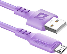 DEFENDER (87108VIO) USB кабель F207 Micro 1м,2.4А,силикон Кабель