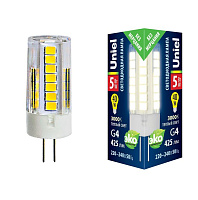 UNIEL (UL-00006744) LED-JC-220/5W/3000K/G4/CL GLZ09TR ЛАМПЫ СВЕТОДИОДНЫЕ (G4, G9, G13/T8, G5/T5)