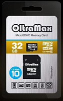 OLTRAMAX MicroSDHC 32GB Class10 + адаптер SD [OM032GCSDHC10-AD] Карта памяти