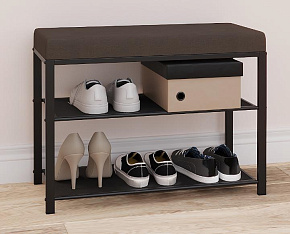 ЗМИ Банкетка Торонто 23S (TORONTO 23S banquet&shoes) цвет каркаса черный, цвет сиденья серый БТ23СЧС Банкетка