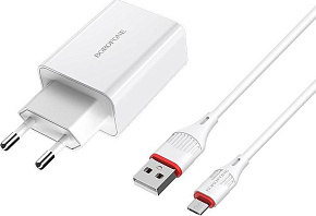 BOROFONE (6931474702470) B21Am White СЗУ 1USB 3.0A QC3.0 быстрая зарядка СЗУ