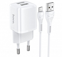 HOCO (6931474742025) N8 2USB 2.4A MICRO USB 1м белый СЗУ