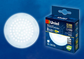 UNIEL (UL-00005312) LED-GX53-8W/6500K/GX53/FR PLZ01WH ЛАМПЫ СВЕТОДИОДНЫЕ (GX53, GX70)